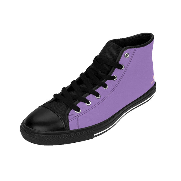 Light Purple Men's Sneakers, Pale Purple Solid Color Print Designer Men's Shoes, Men's High Top Sneakers US Size 6-14, Mens High Top Casual Shoes, Unique Fashion Tennis Shoes, Solid Color Sneakers, Mens Modern Footwear (US Size: 6-14)