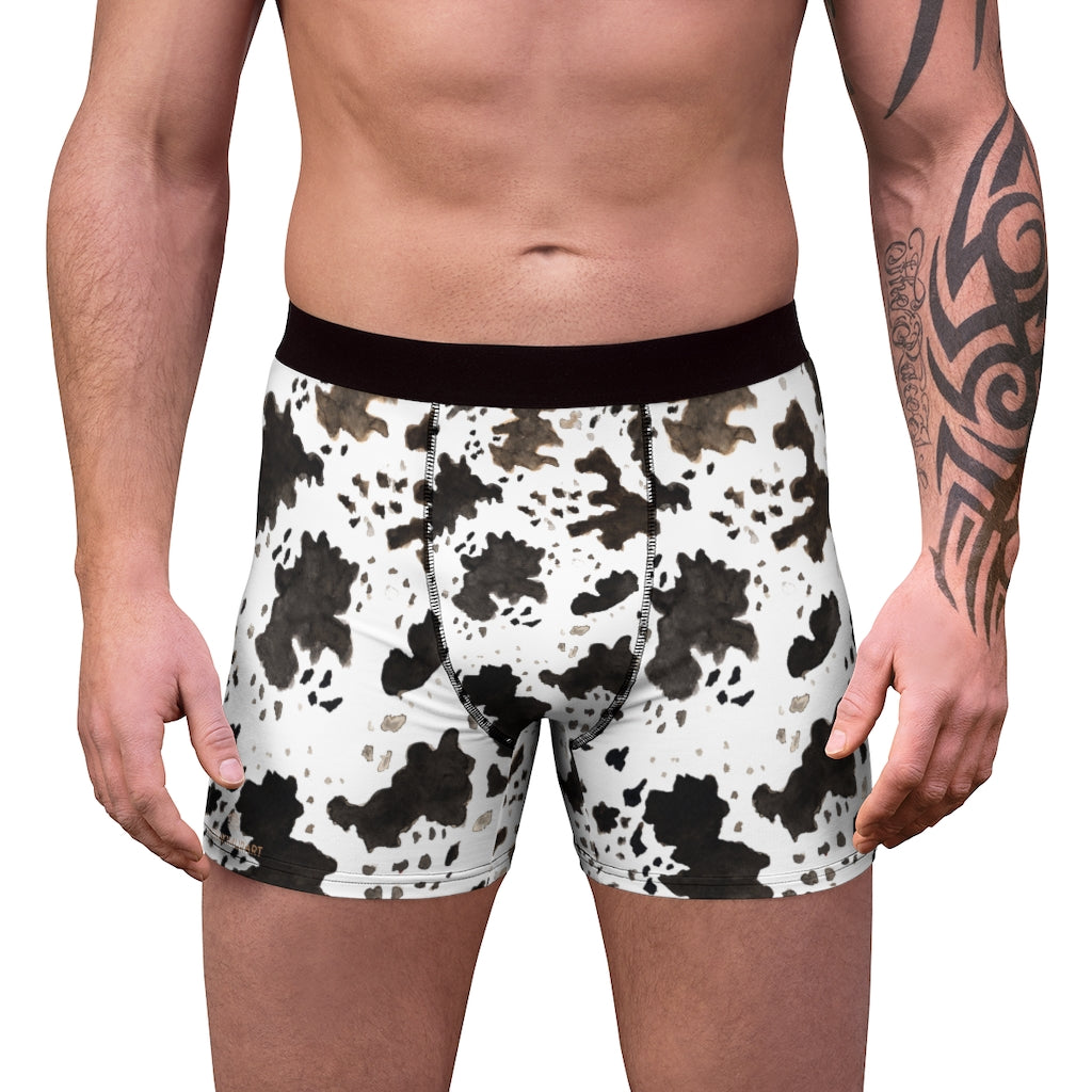 Cow Print Men's Underwear, Cow Animal Print Fetish Party Boxer