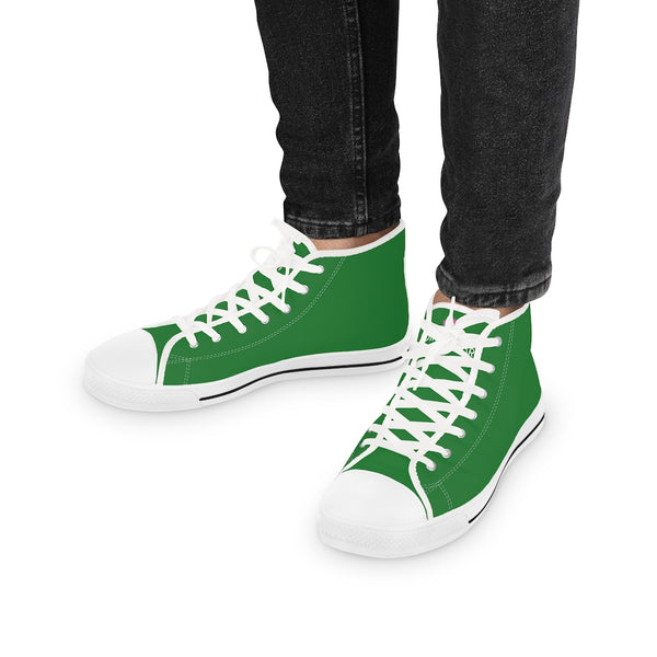 Emerald Green Men's High Tops, Green Men's Solid Color Best High Top Sneakers (US Size: 5-14)