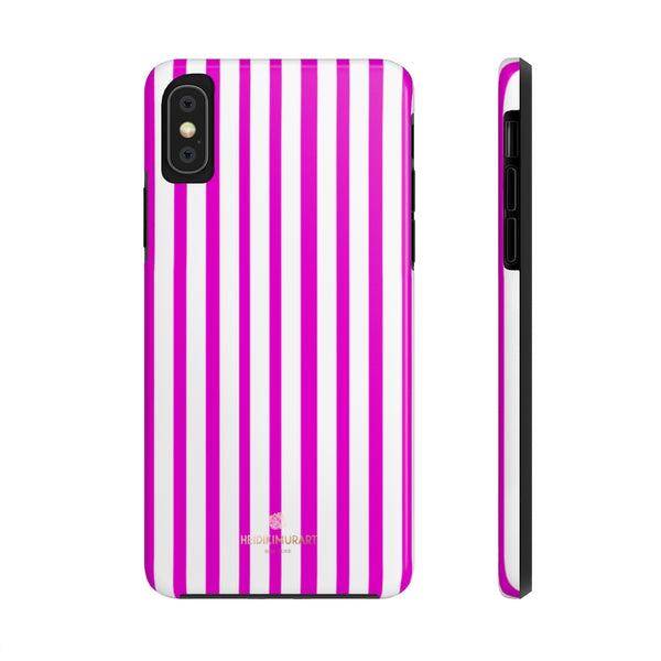 Pink Striped iPhone Case, Designer Case Mate Tough Samsung Galaxy Phone Cases-Phone Case-Printify-iPhone X Tough-Heidi Kimura Art LLC