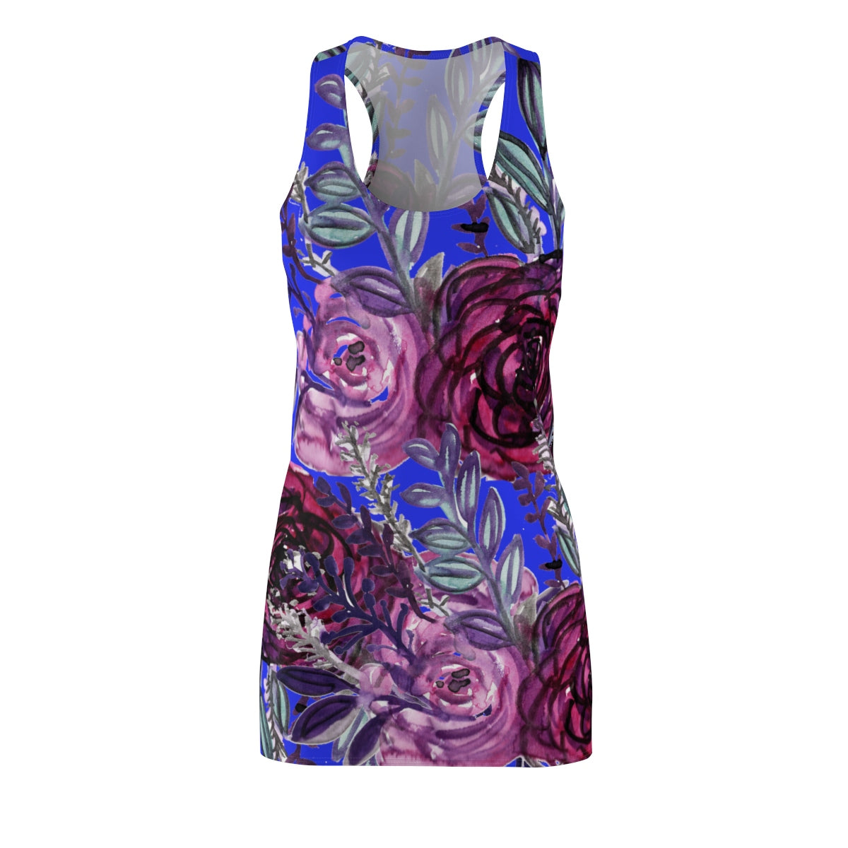 Purple Floral Print Women's Long Best Racerback Dress - Made in USA(US Size: XS-2XL)-Women's Sleeveless Dress-L-Heidi Kimura Art LLC