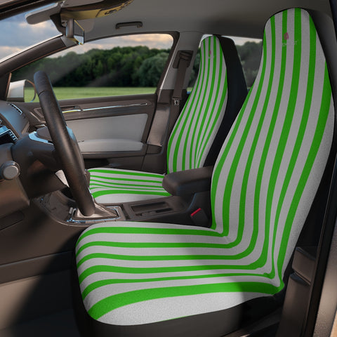 Green Striped Car Seat Covers, White and Green Vertically Striped 2-Pcs Set (48.03" × 18.50") Light Blue Stripes Car Seat Covers, Best Car Accessories Essential Premium Quality Best Soft Luxury Car Seat - 2 Pack For Your Car Seat Protection, Car Seat Protectors, Designer Car Seat Accessories, Pair of 2 Front Seat Covers, Custom Seat Covers, Luxury Car Seat Covers, Best Car Seat Covers