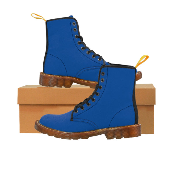 Navy Blue Women's Canvas Boots, Solid Color Modern Essential Winter Boots For Ladies-Shoes-Printify-Brown-US 8.5-Heidi Kimura Art LLC Navy Blue Women's Hiking Boots, Navy Blue Classic Solid Color Designer Women's Winter Lace-up Toe Cap Ankle Hiking Boots (US Size 6.5-11) Modern Minimalist Casual Fashion Winter Boots