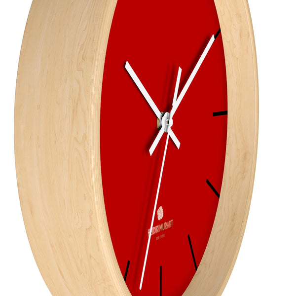 Ruby Red Solid Color Large Plain Designer 10" Diameter Wall Clock- Made in USA-Wall Clock-Heidi Kimura Art LLC