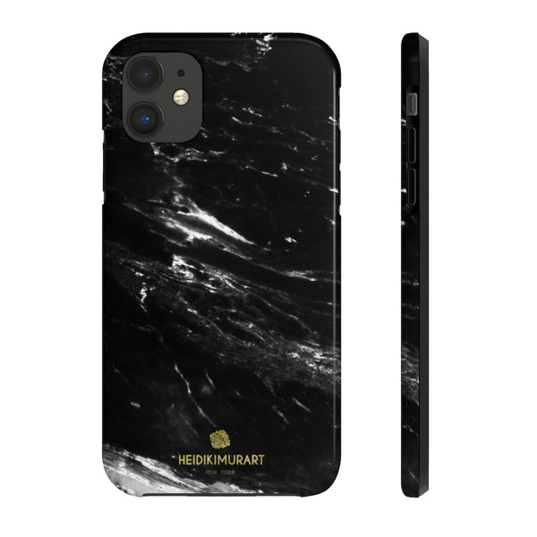 Black Marble Print Phone Case, Designer Case Mate Tough Phone Cases-Made in USA - Heidikimurart Limited 