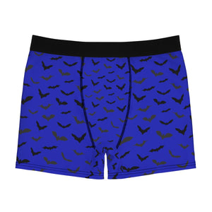 Blue Black Sexy Flying Bats Halloween Designer Gay Men's Fetish Boxer Briefs (US Size: XS-3XL)-Men's Underwear-L-Black Seams-Heidi Kimura Art LLC