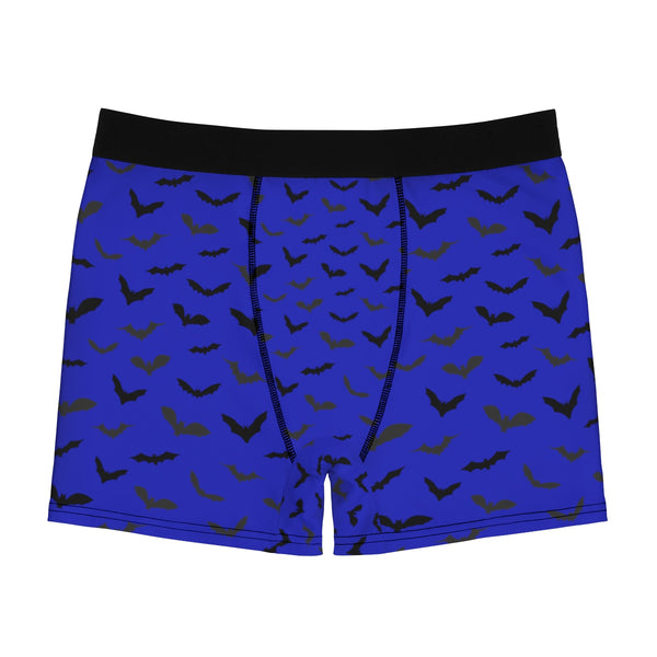 Blue Black Sexy Flying Bats Halloween Designer Gay Men's Fetish Boxer Briefs (US Size: XS-3XL)-Men's Underwear-L-Black Seams-Heidi Kimura Art LLC