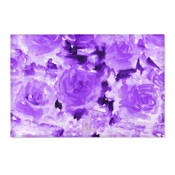 Purple Abstract Floral Print Designer 24x36, 36x60, 48x72 inches Area Rugs - Printed in USA-Area Rug-36" x 24"-Heidi Kimura Art LLC