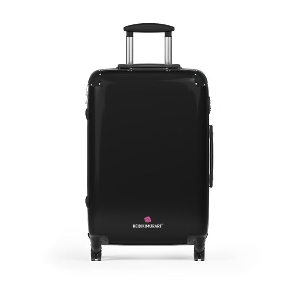 Black Solid Color Suitcases, Modern Simple Minimalist Designer Suitcase Luggage (Small, Medium, Large) Unique Cute Spacious Versatile and Lightweight Carry-On or Checked In Suitcase, Best Personal Superior Designer Adult's Travel Bag Custom Luggage - Gift For Him or Her - Made in USA/ UK