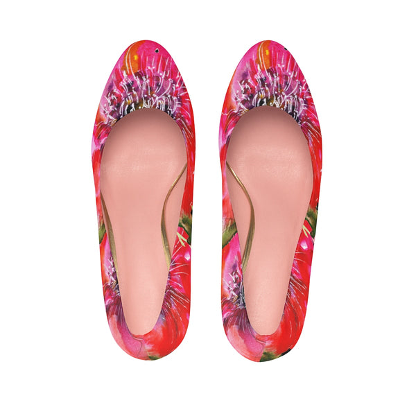 Red Hibiscus Floral Girlie Designer Women's 4" Platform Heels Women's Shoes (US Size 5-11)-4 inch Heels-Heidi Kimura Art LLC