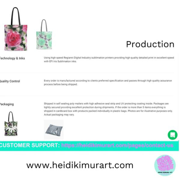 Blue Floral Print Tote Bag, Floral Lavender Print Premium Square 13"x13", 16"x16", 18"x18" Premium Quality Market Tote Bag - Made in USA