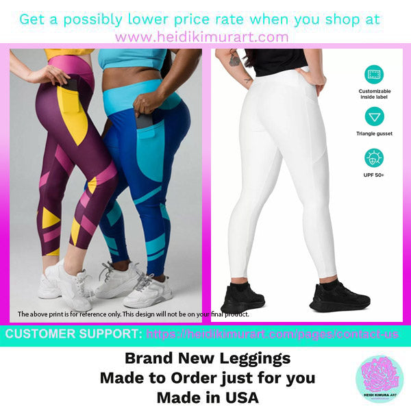 Violet Purple Abstract Women's Tights, Best Women's Crossover Leggings With Pockets For Ladies - Made in USA/EU/MX