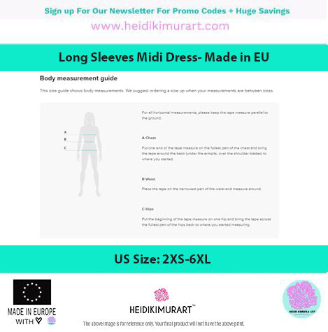 Dark Blue Sunflower Dress, Long Sleeve Midi Dress For Women - Made in EU (US Size: 2XS-6XL)