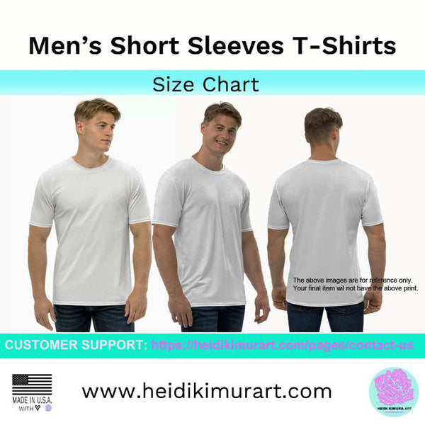 Blue Floral Men's T-shirt, Abstract Flower Print Designer Short Sleeves Regular Fit Shirt-Made in USA/EU