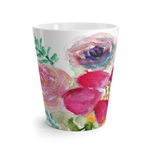  Floral Rose Ceramic Mug, Mixed Floral 12 Oz. Cute Pink Rose Flower Floral Print Ceramic Latte Mug, Microwave-Safe, Dishwasher-Safe Feminine Floral Tea Coffee Cup -Made in USA Mixed Florals 12 Oz. Cute Pink Rose Flower Floral Print Ceramic Latte Mug-Made in USA-Mug-12oz-Heidi Kimura Art LLC