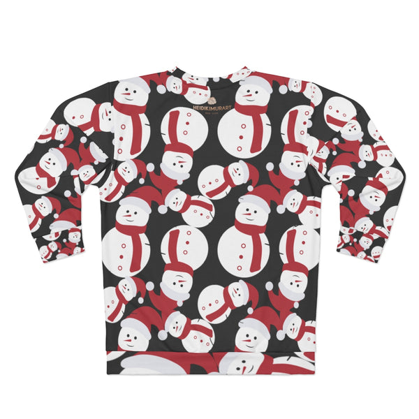 Cool Black Cute Snowman Christmas Holiday Party Unisex Sweatshirt - Made in USA-Unisex Sweatshirt-Heidi Kimura Art LLC