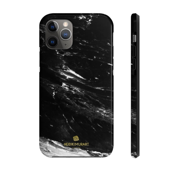 Black Marble Print Phone Case, Designer Case Mate Tough Phone Cases-Made in USA - Heidikimurart Limited 