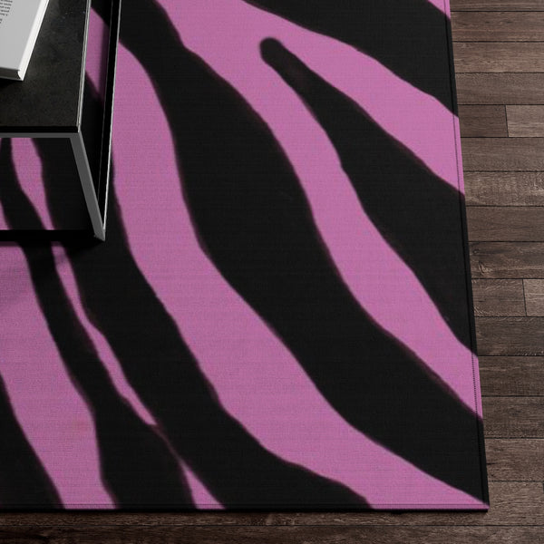 Zebra Animal Print Dornier Rug, Pink and Black Zebra Stripes Animal Print Woven Indoor Carpet For Home or Office, Modern Basics Essential Premium Best Designer Durable Woven Skid-Resistant Premium Polyester Indoor Carpet Area Rug - Printed in USA (Size: 20"x32"(1'-8"x2'-8"), 35"×63"(2'-11"x5'-3"), 63"×84"(5'-3"x7'-0"))