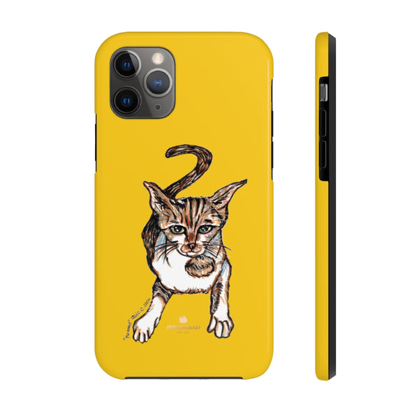 Yellow Cat Phone Case, Peanut Meow Cat Designer Case Mate Tough Phone Cases-Printed in USA - Heidikimurart Limited 