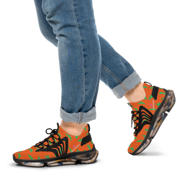 Orange Green Crane Men's Shoes, Best Comfy Men's Mesh Sports Sneakers