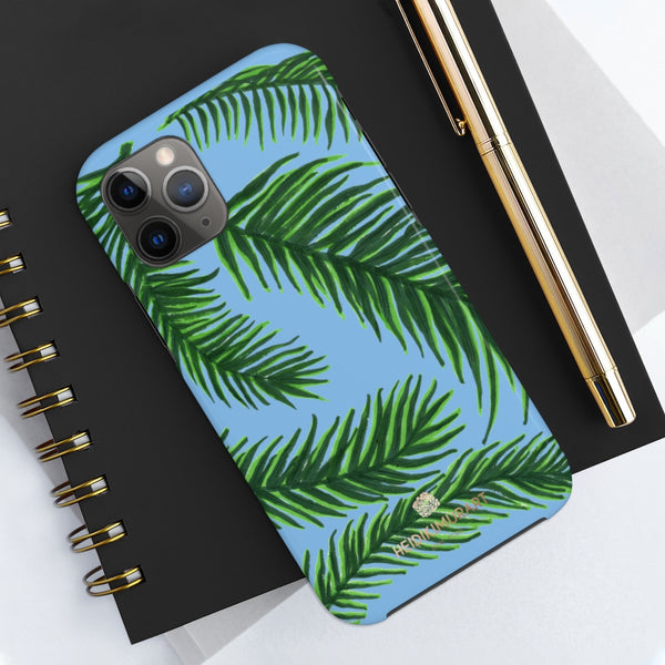 Pastel Blue Tropical Print Phone Case, Palm Leaf Case Mate Tough Phone Cases-Made in USA - Heidikimurart Limited 