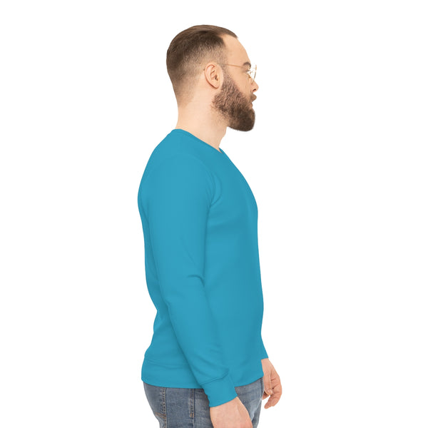 Blue Color Lightweight Men's Sweatshirt, Solid Color Men's Shirt