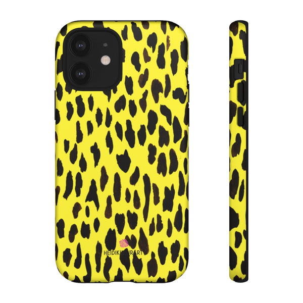 Yellow Leopard Designer Tough Cases, Animal Print Designer Case Mate Best Tough Phone Case For iPhones and Samsung Galaxy Devices-Made in USA