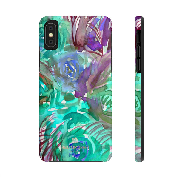 Blue Rose Floral Print Phone Case, Flower Case Mate Tough Phone Cases-Made in USA - Heidikimurart Limited 