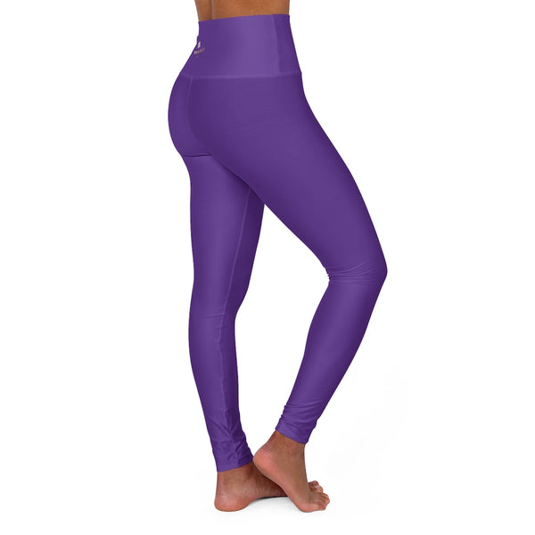 Dark Purple Workout Gym Tights, High Waisted Yoga Leggings, Solid Color Long Women Yoga Tights-All Over Prints-Printify-Heidi Kimura Art LLC
