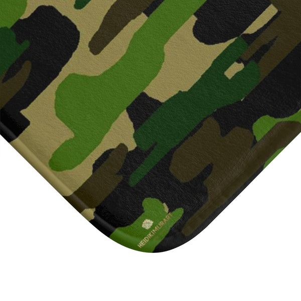 Green Camo Army Military Camoflage Print Premium Soft Microfiber Bath Mat- Printed in USA-Bath Mat-Heidi Kimura Art LLC