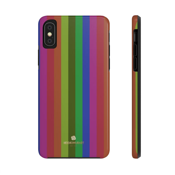Faded Rainbow Stripe iPhone Case, Case Mate Tough Samsung Galaxy Phone Cases-Phone Case-Printify-iPhone X Tough-Heidi Kimura Art LLC