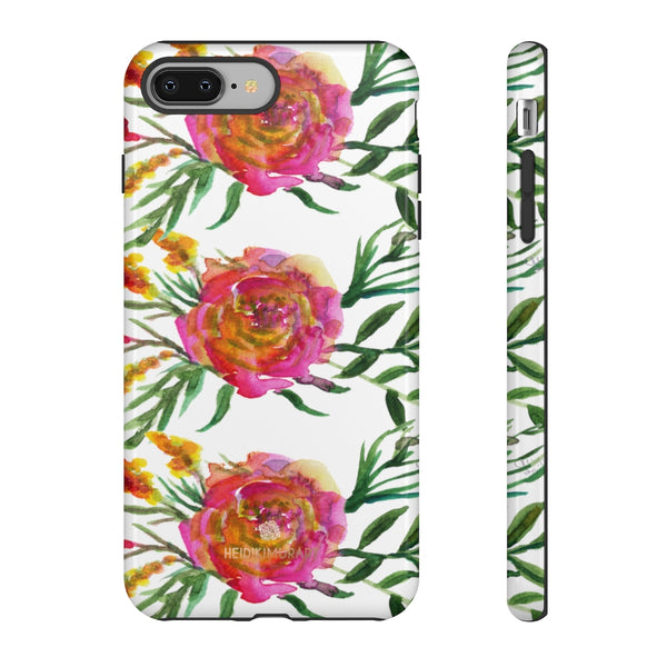 Pink Rose Floral Phone Case, Flower Print Tough Designer Phone Case -Made in USA-Phone Case-Printify-iPhone 8 Plus-Glossy-Heidi Kimura Art LLC