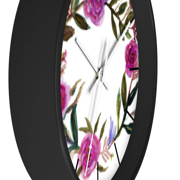 Misty Purple Pink Rose Floral Rose Print Large 10 inch Diameter Wall Clock-Made in USA-Wall Clock-Heidi Kimura Art LLC