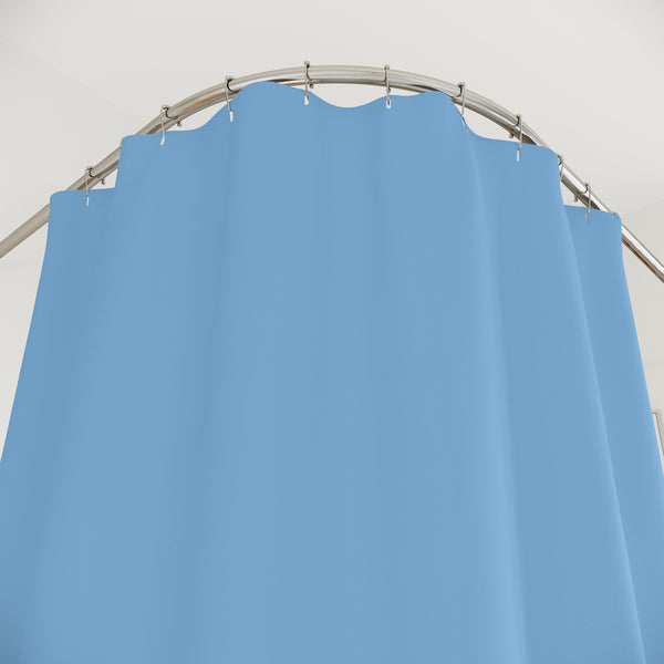 Light Blue Polyester Shower Curtain, Modern Minimalist Solid Color Print 71" × 74" Modern Kids or Adults Colorful Best Premium Quality American Style One-Sided Luxury Durable Stylish Unique Interior Bathroom Shower Curtains - Printed in USA