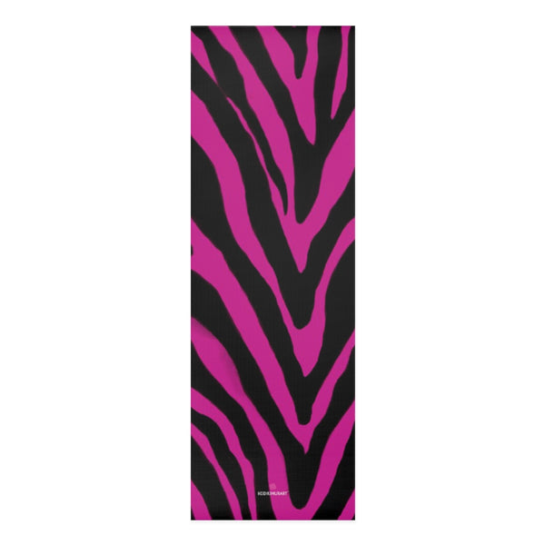 Pink Zebra Foam Yoga Mat, Hot Pink and Black Animal Print Wild & Fun Stylish Lightweight 0.25" thick Best Designer Gym or Exercise Sports Athletic Yoga Mat Workout Equipment - Printed in USA (Size: 24″x72")