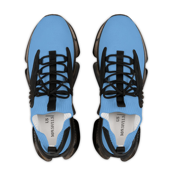 Pastel Blue Color Men's Shoes, Solid Blue Color Best Comfy Men's Mesh-Knit Designer Premium Laced Up Breathable Comfy Sports Sneakers Shoes (US Size: 5-12)