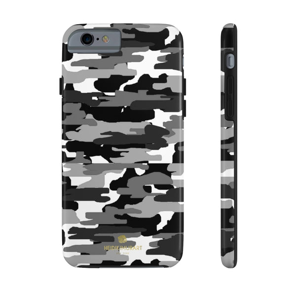 Grey Camo Print iPhone Case, Case Mate Tough Samsung Galaxy Phone Cases-Phone Case-Printify-iPhone 6/6s Tough-Heidi Kimura Art LLC