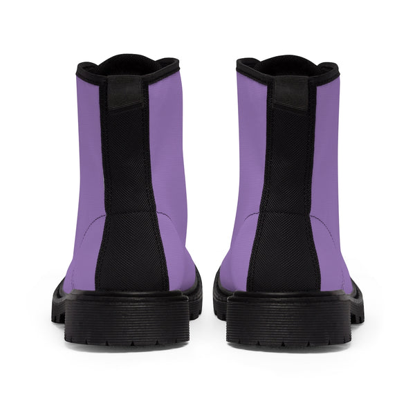 Light Purple Men's Boots, Solid Color Print Men's Canvas Winter Bestseller Premium Quality Laced Up Boots Anti Heat + Moisture Designer Men's Winter Boots (US Size: 7-10.5)