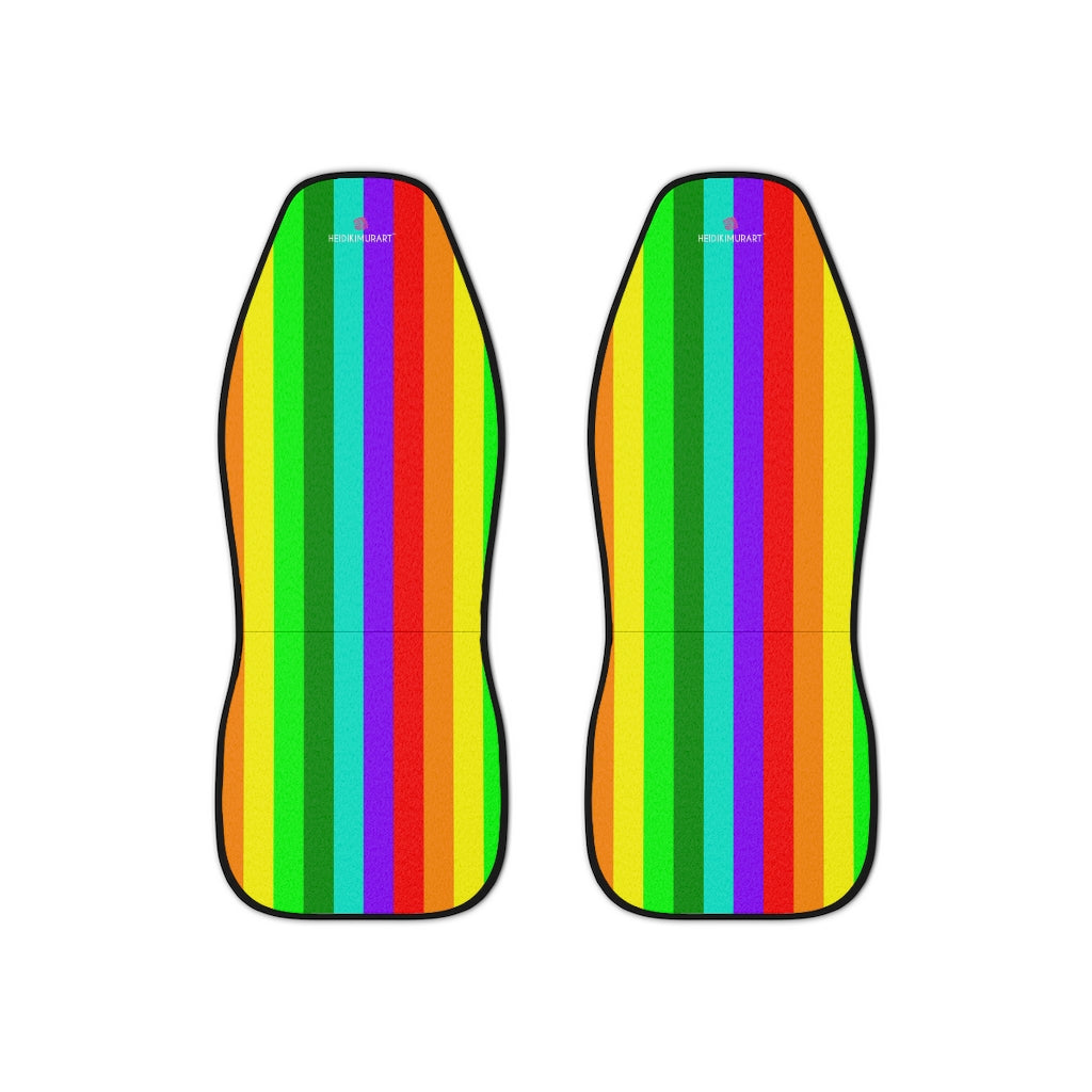 Rainbow Stripes Car Seat Covers, Gay Pride Rainbow LGBTQ Friendly Vertically Striped 2-Pcs Set (48.03" × 18.50") Polyester Car Seat Covers, Best Car Accessories Essential Premium Quality Best Soft Luxury Car Seat - 2 Pack For Your Car Seat Protection, Car Seat Protectors, Designer Car Seat Accessories, Pair of 2 Front Seat Covers, Custom Seat Covers, Luxury Car Seat Covers, Best Car Seat Covers