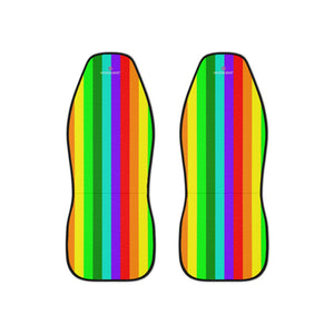 Rainbow Stripes Car Seat Covers, Gay Pride Rainbow LGBTQ Friendly Vertically Striped 2-Pcs Set (48.03" × 18.50") Polyester Car Seat Covers, Best Car Accessories Essential Premium Quality Best Soft Luxury Car Seat - 2 Pack For Your Car Seat Protection, Car Seat Protectors, Designer Car Seat Accessories, Pair of 2 Front Seat Covers, Custom Seat Covers, Luxury Car Seat Covers, Best Car Seat Covers