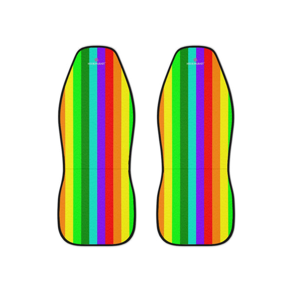 Rainbow Stripes Car Seat Covers, Gay Pride Rainbow LGBTQ Friendly Vertically Striped 2-Pcs Set (48.03" × 18.50") Polyester Car Seat Covers, Best Car Accessories Essential Premium Quality Best Soft Luxury Car Seat - 2 Pack For Your Car Seat Protection, Car Seat Protectors, Designer Car Seat Accessories, Pair of 2 Front Seat Covers, Custom Seat Covers, Luxury Car Seat Covers, Best Car Seat Covers