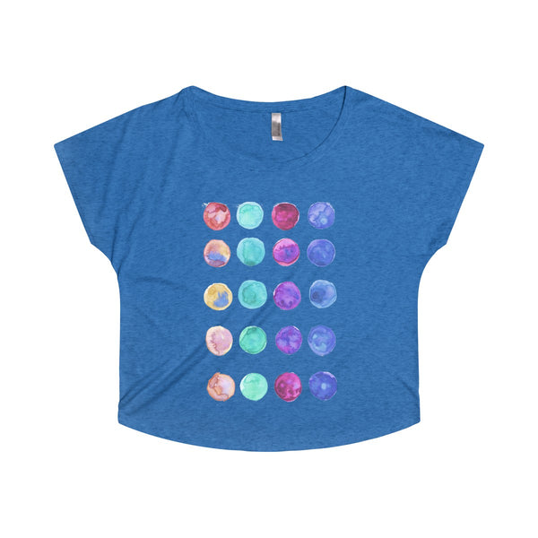 Cute Watercolor Dots Print Women's Tri-Blend T-Shirt Made in U.S.A. (US Size: S-XL)-T-Shirt-S-Tri-Blend Vintage Royal-Heidi Kimura Art LLC