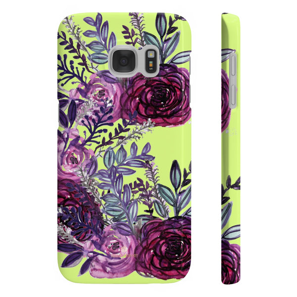 Yellow Slim iPhone/ Samsung Galaxy Floral Purple Rose iPhone or Samsung Case, Made in UK-Phone Case-Samsung Galaxy S7 Slim-Glossy-Heidi Kimura Art LLC
