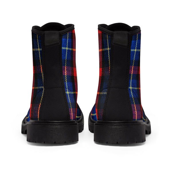 Comfortable Red Plaid Tartan Print Fashion Men's Winter Boots (US Size: 7-10.5)-Men's Boots-Heidi Kimura Art LLC