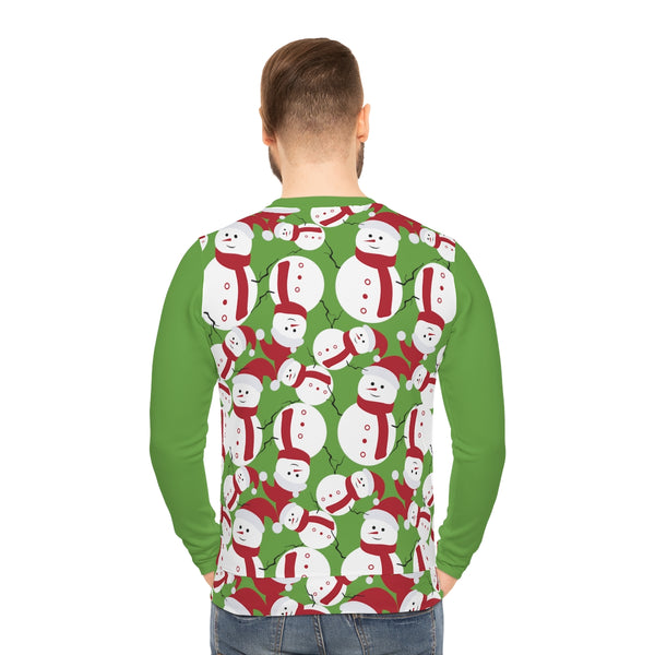 Christmas Snowman Green Lightweight Sweatshirt, Men's Christmas Shirt