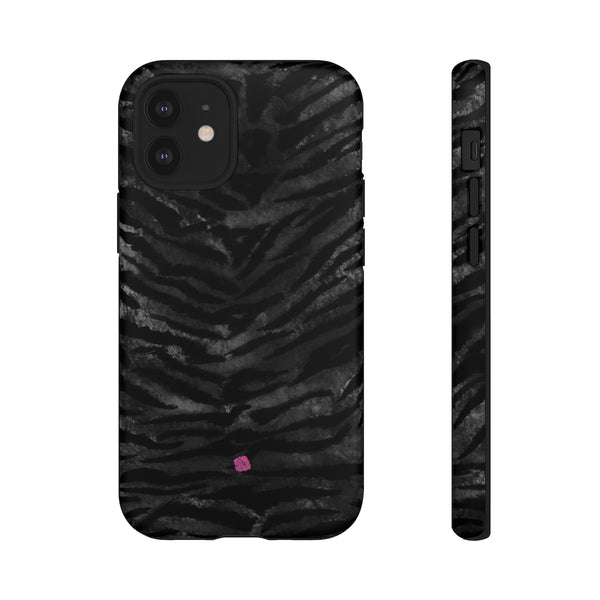 Grey Tiger Striped Phone Case, Animal Print Tiger Stripes Animal Print Designer Case Mate Best Tough Phone Case For iPhones and Samsung Galaxy Devices-Made in USA