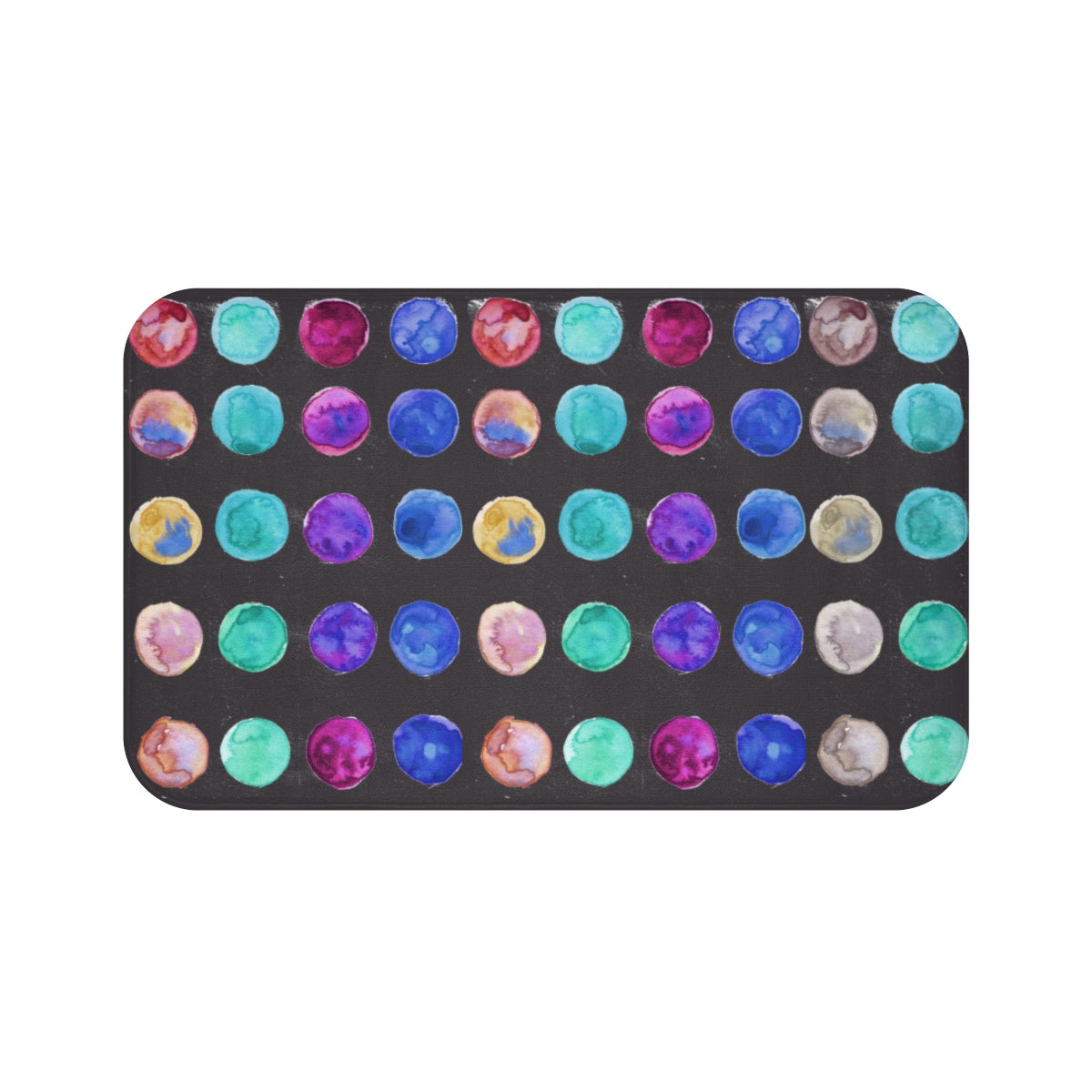 Dark Grey Multi-Colored Polka Dot Best Designer Microfiber Bath Mat - Made in USA-Bath Mat-Large 34x21-Heidi Kimura Art LLC