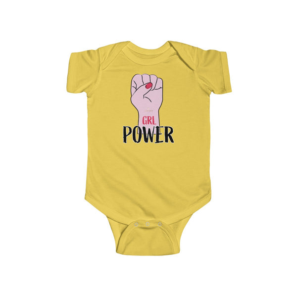 Girl Power Infant Fine Jersey Regular Fit Unisex Cute Bodysuit - Made in UK-Infant Short Sleeve Bodysuit-Butter-NB-Heidi Kimura Art LLC