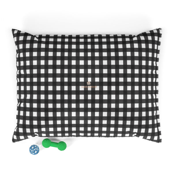Black White Buffalo Pet Bed, Buffalo Plaid Modern Preppy Designer Luxury Print Deluxe 28"x18", 40"x30", 50"x40" (Large, Medium, Small Size) Pet Lounge Bed Soft Pillow For Cats Or Dogs, Printed in USA, Anti-Anxiety Pet Bed, Pet Soothing Bed, Calming Pet Beds For Dogs, Puppies, Cats, and Kittens, Large Dog Bed, Dog Beds, Cat Bed, Best Dog Beds, Extra Large Dog Beds, Raised Dog Bed, Dog Sofa, Washable Dog Bed, Dog Sofa Bed, Small Dog Bed, Durable Dog Beds, Unique Fancy Medium Dog Bed, Pet Sofa, Big Dog Beds