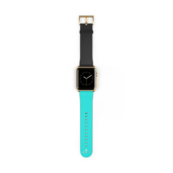 Turquoise Blue Black Dual Color 38mm/42mm Watch Band For Apple Watches- Made in USA-Watch Band-42 mm-Gold Matte-Heidi Kimura Art LLC